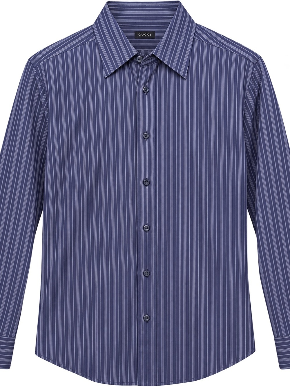 Gucci Navy and Light Blue Vertical Stripe Dress Shirt